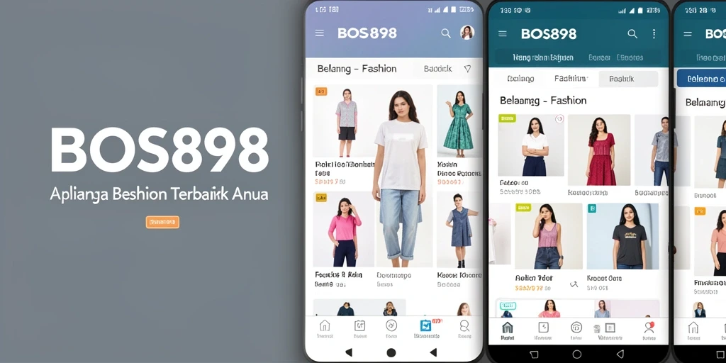 Antarmuka aplikasi BOS898 yang menarik dan fungsional untuk belanja fashion.
