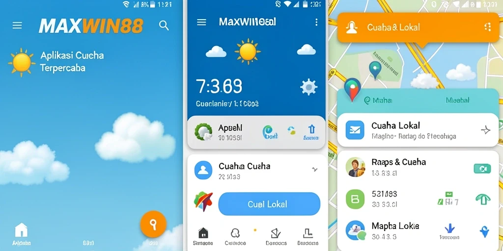 Antarmuka aplikasi MAXWIN88 menampilkan prakiraan cuaca lokal yang jelas.