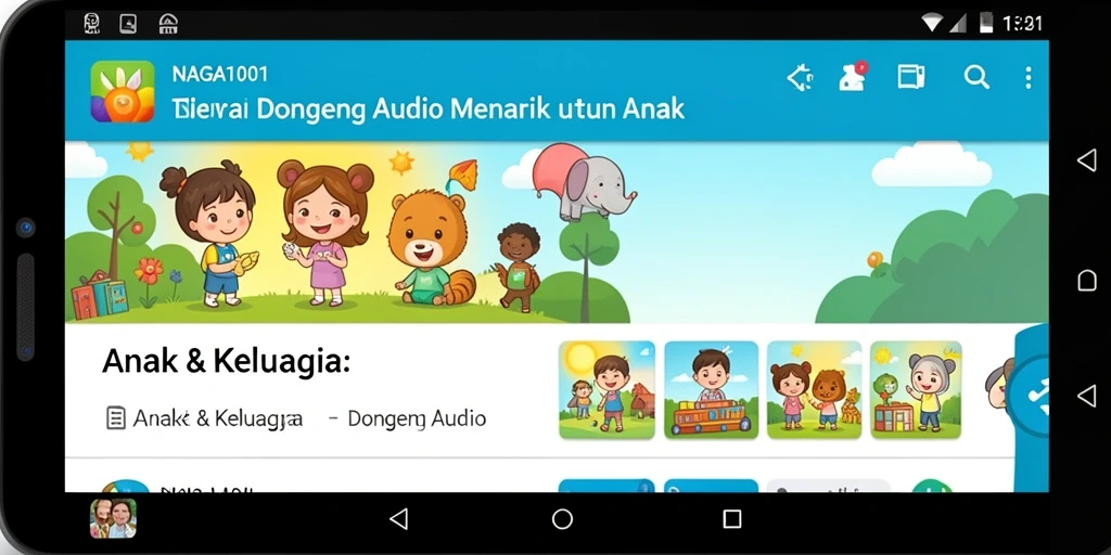 Antarmuka menarik NAGA1001 dengan berbagai pilihan dongeng audio.
