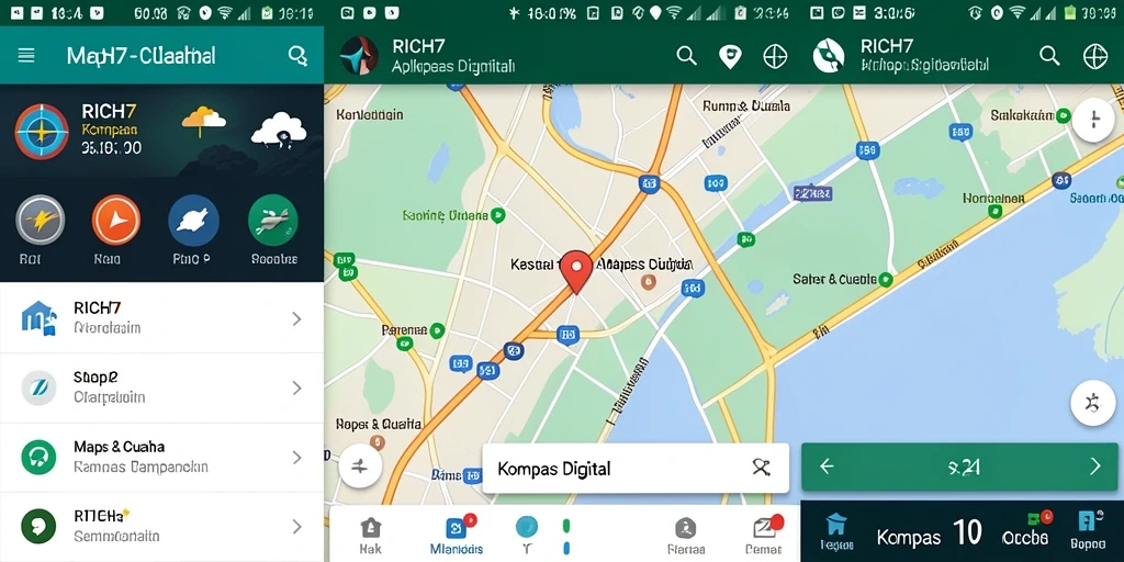 Antarmuka aplikasi Kompas Digital RICH7 yang sederhana dan fungsional.
