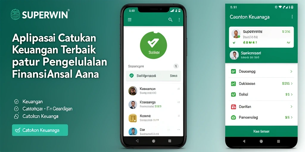 Screenshot utama SUPERWIN menunjukkan antarmuka Catatan Keuangan yang intuitif dan informatif.
