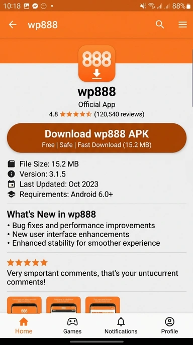 Unduh dan Instal wp888 APK Resmi Indonesia