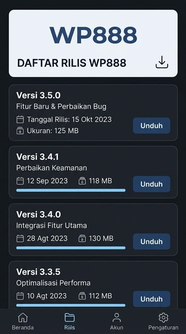 Riwayat Versi wp888 untuk Pengguna Android